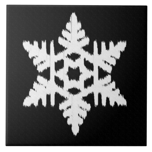 Ikat Snowflake - Schwarzweiß Fliese (Vorderseite)