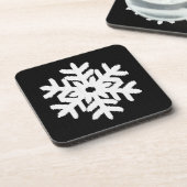 Ikat Snowflake - Schwarzweiß Getränkeuntersetzer (Linke Seite)
