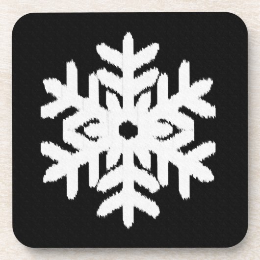 Ikat Snowflake - Schwarzweiß Getränkeuntersetzer (Vorderseite)