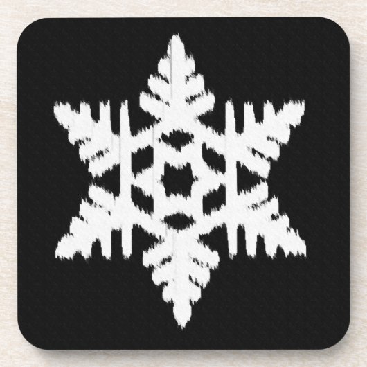 Ikat Snowflake - Schwarzweiß Getränkeuntersetzer (Vorderseite)