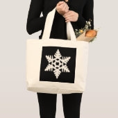 Ikat Snowflake - Schwarzweiß Jumbo Stoffbeutel (Vorderseite (Produkt))
