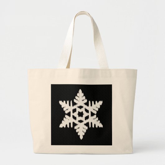 Ikat Snowflake - Schwarzweiß Jumbo Stoffbeutel (Vorne)