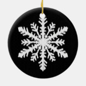 Ikat Snowflake - Schwarzweiß Keramik Ornament (Hinten)
