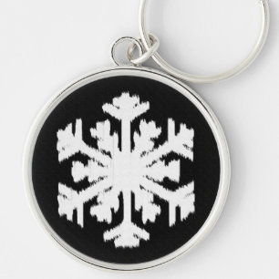 Ikat Snowflake - Schwarzweiß Schlüsselanhänger