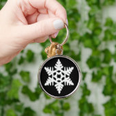 Ikat Snowflake - Schwarzweiß Schlüsselanhänger (Hand)