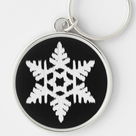 Ikat Snowflake - Schwarzweiß Schlüsselanhänger (Vorne)