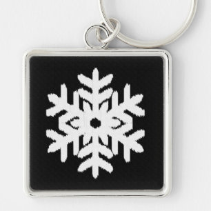 Ikat Snowflake - Schwarzweiß Schlüsselanhänger