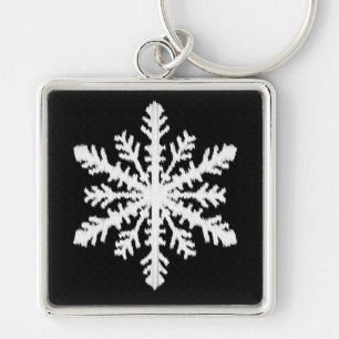 Ikat Snowflake - Schwarzweiß Schlüsselanhänger