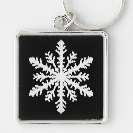 Ikat Snowflake - Schwarzweiß Schlüsselanhänger (Vorne)