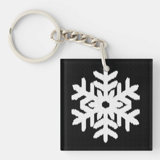 Ikat Snowflake - Schwarzweiß Schlüsselanhänger (Vorderseite)