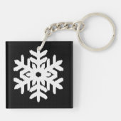 Ikat Snowflake - Schwarzweiß Schlüsselanhänger (Rückseite)