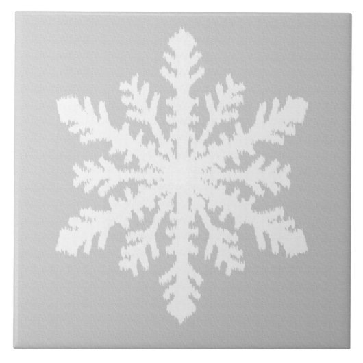 Ikat Snowflake - Silbergrau und weiß Fliese (Vorderseite)
