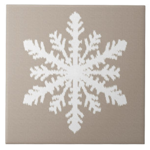 Ikat Snowflake - Taupe und Weiß Fliese