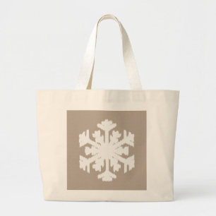 Ikat Snowflake - Taupe und Weiß Jumbo Stoffbeutel