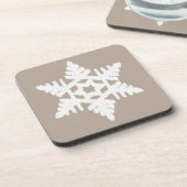 Ikat Snowflake - Taupe und Weiß Untersetzer (Linke Seite)