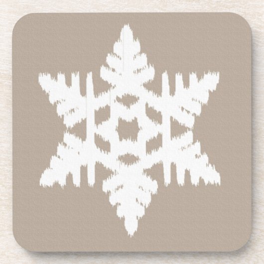 Ikat Snowflake - Taupe und Weiß Untersetzer (Vorderseite)