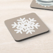 Ikat Snowflake - Taupe und Weiß Untersetzer (Linke Seite)