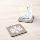 Ikat Snowflake - Taupe und Weiß Untersetzer (Rechte Seite)