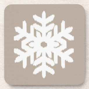 Ikat Snowflake - Taupe und Weiß Untersetzer