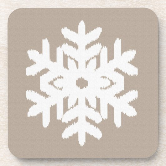 Ikat Snowflake - Taupe und Weiß Untersetzer (Vorderseite)