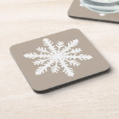 Ikat Snowflake - Taupe und Weiß Untersetzer (Linke Seite)