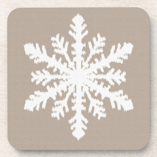 Ikat Snowflake - Taupe und Weiß Untersetzer