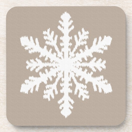 Ikat Snowflake - Taupe und Weiß Untersetzer (Vorderseite)