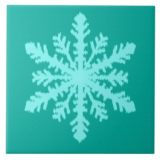 Ikat Snowflake - Türkis und Wasser Fliese (Vorderseite)