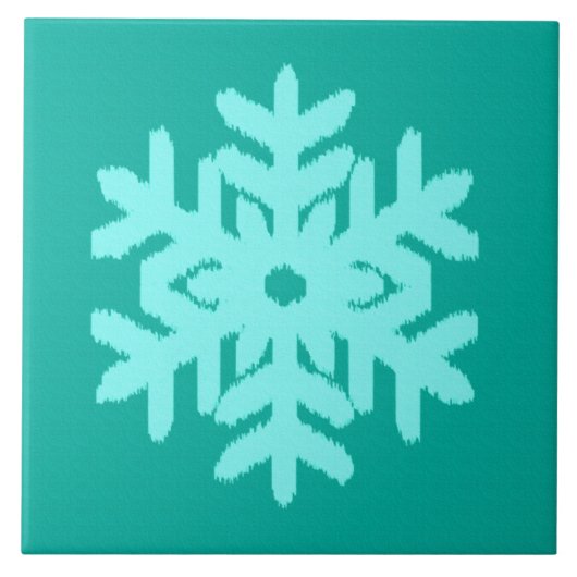 Ikat Snowflake - Türkis und Wasser Fliese (Vorderseite)