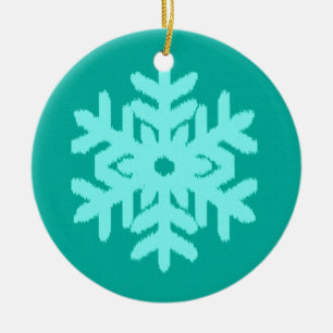 Ikat Snowflake - Türkis und Wasser Keramikornament