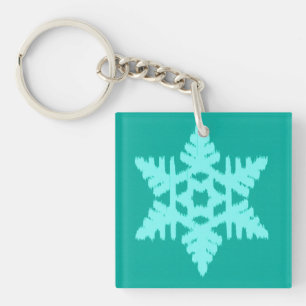 Ikat Snowflake - Türkis und Wasser Schlüsselanhänger