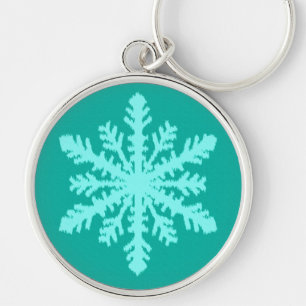 Ikat Snowflake - Türkis und Wasser Schlüsselanhänger