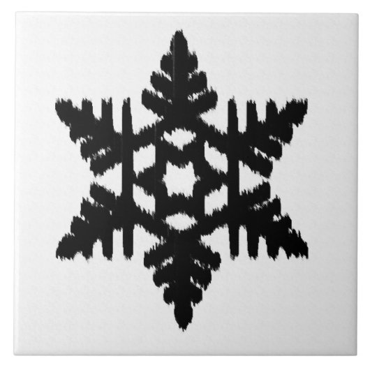Ikat Snowflake - weiß und schwarz Fliese (Vorderseite)