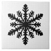Ikat Snowflake - weiß und schwarz Fliese (Vorderseite)