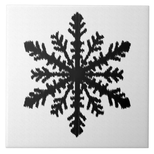 Ikat Snowflake - weiß und schwarz Fliese (Vorderseite)
