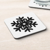 Ikat Snowflake - weiß und schwarz Getränkeuntersetzer (Linke Seite)