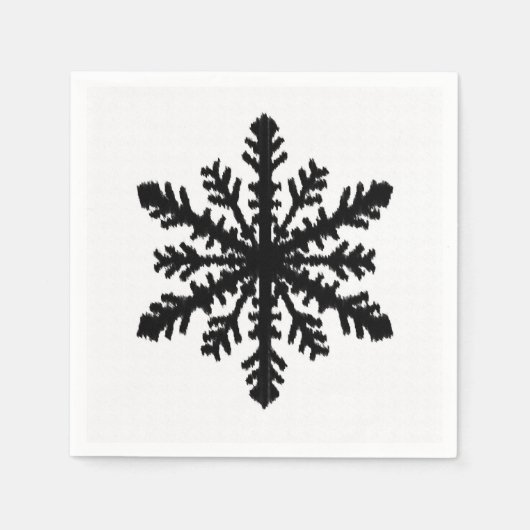 Ikat Snowflake - weiß und schwarz Serviette (Vorderseite)