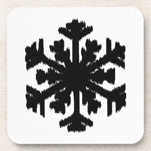 Ikat Snowflake - weiß und schwarz Untersetzer (Vorderseite)