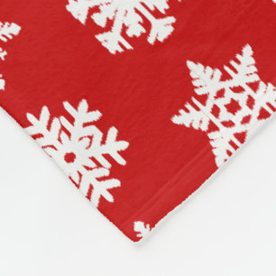 Ikat Snowflakes - Dunkelrot und weiß Fleecedecke