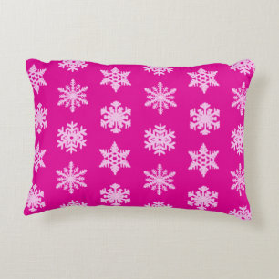 Ikat Snowflakes - Fuchsia und Eispink Dekokissen
