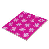 Ikat Snowflakes - Fuchsia und Eispink Fliese (Seite)