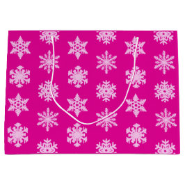 Ikat Snowflakes - Fuchsia und Eispink Große Geschenktüte