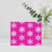 Ikat Snowflakes - Fuchsia und Eispink Postkarte (Stehend Vorderseite)
