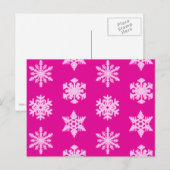 Ikat Snowflakes - Fuchsia und Eispink Postkarte (Vorne/Hinten)