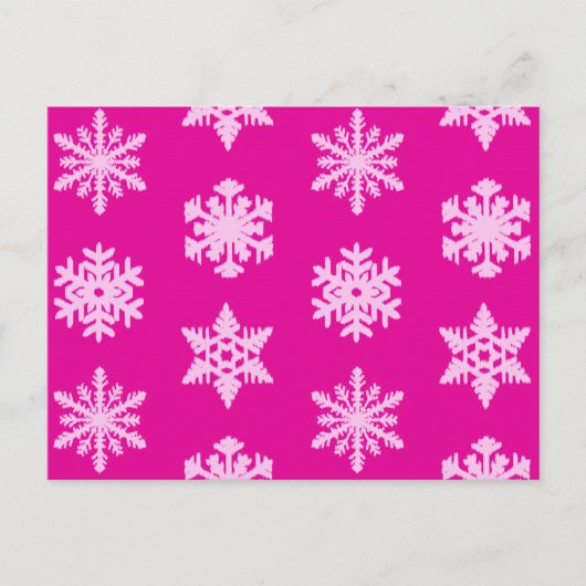 Ikat Snowflakes - Fuchsia und Eispink Postkarte (Vorderseite)