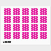 Ikat Snowflakes - Fuchsia und Eispink Quadratischer Aufkleber (Blatt)