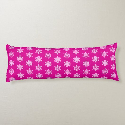 Ikat Snowflakes - Fuchsia und Eispink Seitenschläferkissen (Rückseite)