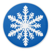 Ikat Snowflakes - Kobaltblau und weiß Keramikknauf (Vorderseite)