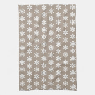 Ikat Snowflakes - Taupe tan und weiß Handtuch