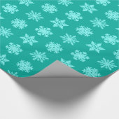 Ikat Snowflakes - Türkis und Wasser Geschenkpapier (Ecke)